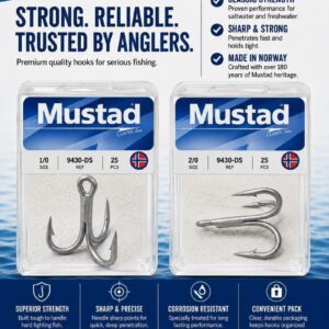 Mustad treble hooks 1/0 and 2/0